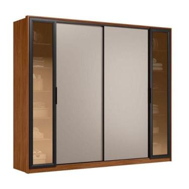 Imagem de Guarda Roupa Casal Laredo D44910k Nogueira Nude Tx Com Vidro Reflecta 