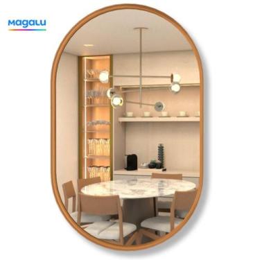 Imagem de Espelho Lopazzi Oval Grande 80x50 com Moldura de Metal p Quarto Sala B