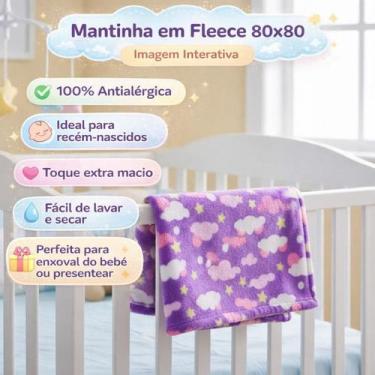 Imagem de Manta Mantinha Bebê Antialérgico Macia Infantil Fleece Estampado 80x80