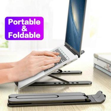 Imagem de Suporte para Notebook Dobrável Ergonômico Ajustável Laptop  Preto - Lo