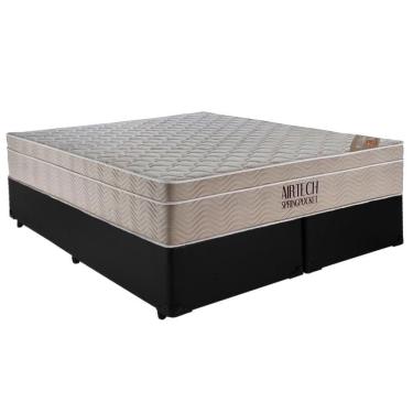 Imagem de Cama  Box Casal  Bipartido Sintético  + Colchão Ortobom Airtech Molas Ensacadas 65x138x...