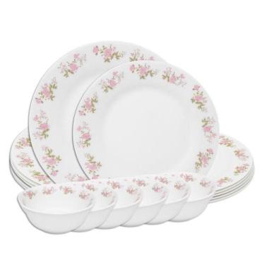 Imagem de Aparelho De Jantar Jogo 18 Peças Prato Raso Sobremesa E Bowl Flowers E