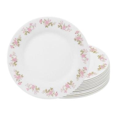 Imagem de Jogo 12 Prato De Sobremesa De Vidro Flowers Pink 20cm Em Casa Tem