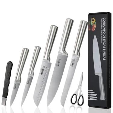 Imagem de Conjunto de 7 Facas Profissionais em Aço Inoxidável 3CR13, Durável Antiferrugem e Antic...