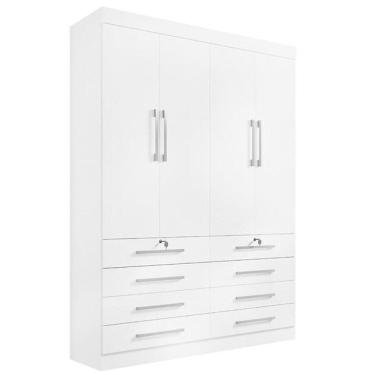 Imagem de Guarda Roupa Solteiro 4 Portas 6 Gavetas - Mônaco-branco - Móveis D`doro
