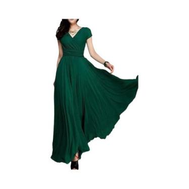 Imagem de Vestido De Praia Sexy Boho Para Mulheres, Manga Curta, Decote Em V Pro