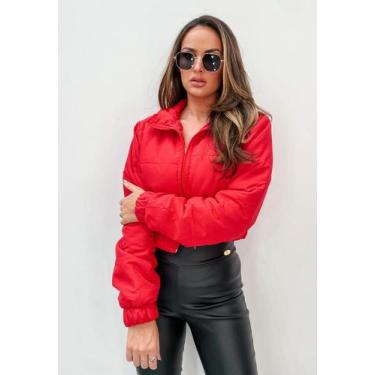 Imagem de Jaqueta Puffer Bobojaco Feminina Curta Forrada Vermelha - CHARME DE MO