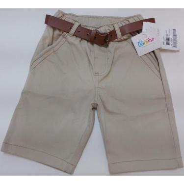 Imagem de Bermuda Sarja Luxo Infantil Menino Cinta Verão Paraiso 14129, Bege, 4 