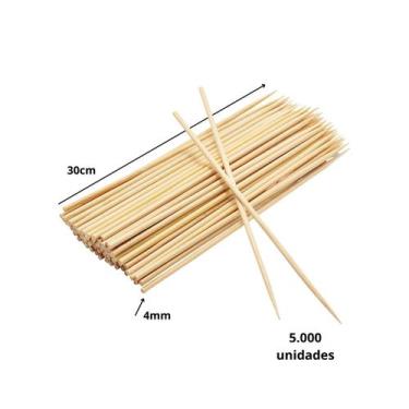 Imagem de Espetos De Bambu Para Churrasco: 5.000 Unidades de 30cm por 4mm - NC C