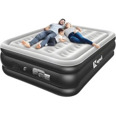 Imagem de Colchão de Ar Queen Size Premium, Inflável Portátil com Bomba de Lítio Embutida, Cama de Ar para Camping e Casa 203 * 152 * 46 cm (Casal)