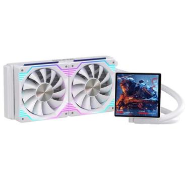 Imagem de Water Cooler Gamer Round5 Zephyro 240 Rgb Com Display Branco
