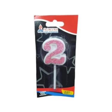 Imagem de Vela Aniv Citrus C/Gliter 2 Rosa Alchester Velas - ALCHETSTER, Unico, 