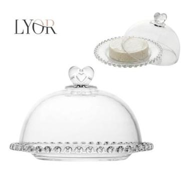 Imagem de Queijeira de Cristal com Tampa Coração 19,5cm x 13cm Luxo Lyor