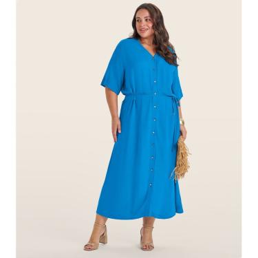 Imagem de Vestido Chemise Longo Plus Size Secret Glam Azul