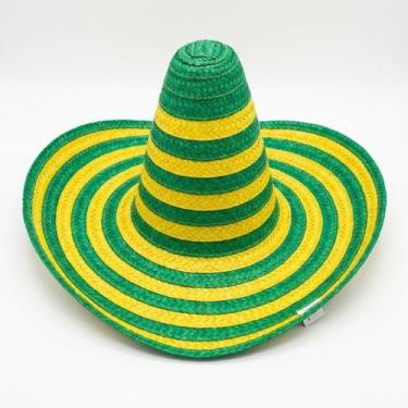 Imagem de Chapéu Mexicano Gigante Brasil Listras Verde e Amarelo - Senhor Preço