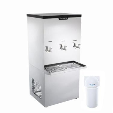 Imagem de Kit Bebedouro Industrial 100 Litros Refrigerado Inox Bi100l 220v + Fil