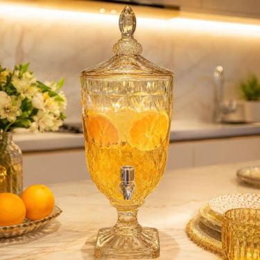 Imagem de Suqueira De Vidro Diamond 3L Dispenser Dourado Festa - Genérica