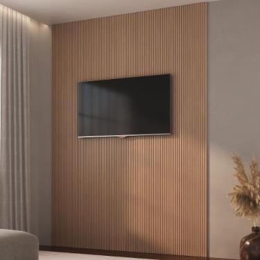 Imagem de Painel Ripado em Placa 2,85x12,2 (0,34m²) Poliestireno Marrom/Sucupira