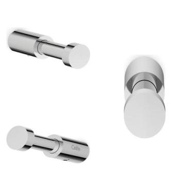 Imagem de Kit com 3 Cabide Flow Cromado Design Redondo Moderno Cinza Celite