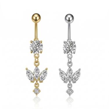 Imagem de Piercing Umbigo Navetes com Zircônias Aço cirúrgico Semijoia CorDourad