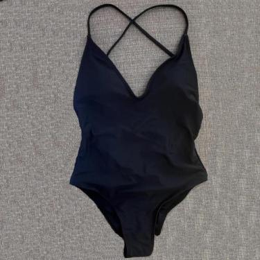 Imagem de Maiô Feminino Sexy Acolchoado De Uma Peça, Cor Sólida, Roupa De Praia 