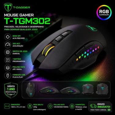 Imagem de Mouse Gamer Captain Preto T-Tgm302 - T-DAGGER