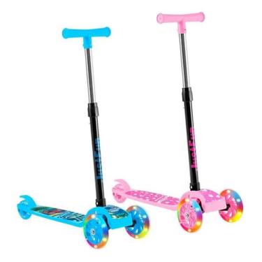 Imagem de Patinete Infantil 3 Rodas LED Dobrável Azul - Genérica