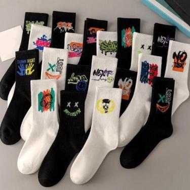 Imagem de Meias Esportivas Masculinas Oversized Confortáveis Com Estampas De Gra