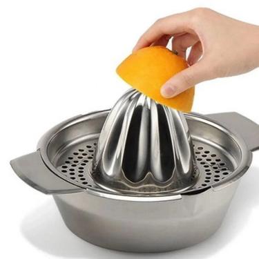 Imagem de Espremedor De Limão E Laranja Manual Em Aço Inox Sucos