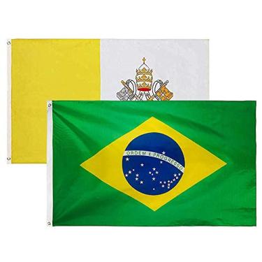 Imagem de Bandeira do Vaticano + do Brasil 145cm x 90cm da Marca Minha Bandeira - Dupla Face