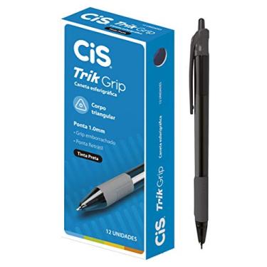 Imagem de Caneta Esferográfica Retrátil Trik Grip 1 mm, CIS, Preta, Caixa c/12 unidaes