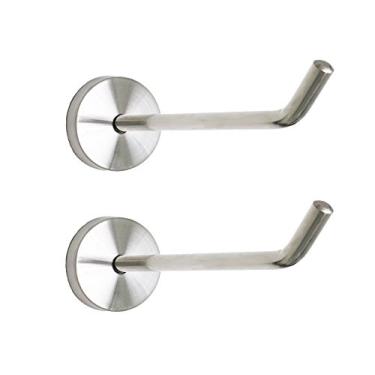 Imagem de NELXULAS gancho de parede de nariz curto de aço inoxidável escovado único resistente, adequado para cozinha, quarto, sala de estar, banheiro, armários e armazenamento de garagem, Prata, 4-2/3" , 2 PCS
