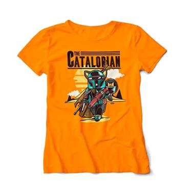 Imagem de Camiseta Geek Feminina The Catalorian Mandalorian Cat 7 Cores (G, Laranja)