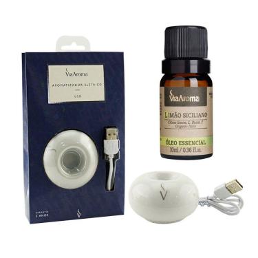 Imagem de Óleo Essencial Limão Siciliano Com Aromatizador Elétrico Usb Via Aroma