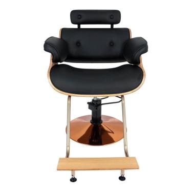 Imagem de Cadeira Hidráulica Salão Barbeiro Pelegrin PEL-008A Madeira Couro PU Preto