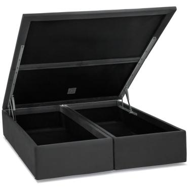 Imagem de Base Baú Camurça Cinza Super King (193x203x39) - Ortobom