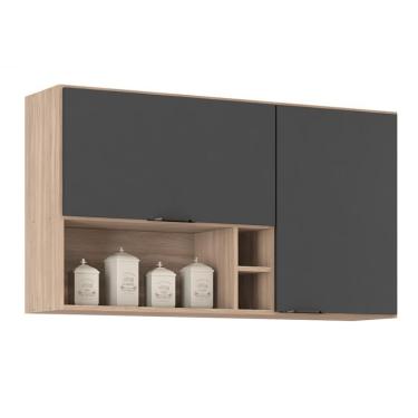 Imagem de Armário Aéreo Firenze com Nicho 2 Portas Avena e Grafito