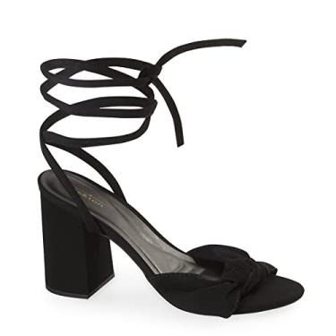 Imagem de Sandália Salto Alto Grosso Bloco Amarração BL5 Cor:Preto;Tamanho:36