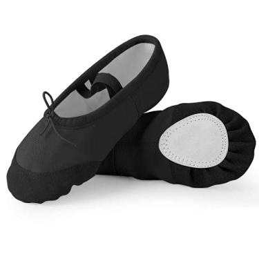 Imagem de Bestgift Sapatilhas de balé sem cadarço adulto Sapatos de pata de gato Sapatos de dança para crianças Sapatos de ioga Sapatos de dança com sola macia Preto 32