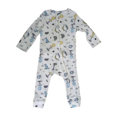 Imagem de Macacao Infantil Meninos Bebes Branco Com Ziper 100% Algodao - Rovitex