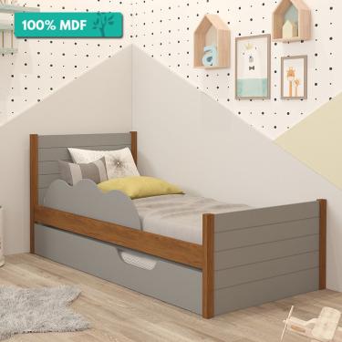 Imagem de Cama Bibox Solteiro Protetor Lateral 100% Mdf Elza Cimol Grafite/Savana