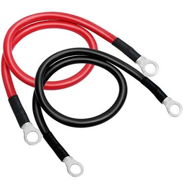 Imagem de LotFancy Cabos de bateria 4 AWG, calibre 4 6 cm vermelho + 60 metros pretos fios de cobre puro com terminais de 3/20.3 cm, ambas as extremidades para carro, cortador de grama solar, marinho,