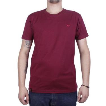 Imagem de Camiseta Gola Redonda Básica Vinho Com Bordado Sobre Tom  - Stouro