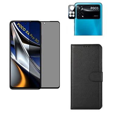 Imagem de Kit Capa Carteira + Pel Anti Spy + Pel Câmera Xiaomi Poco X4 Pro 5G (X4 Pro 5G)