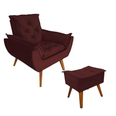 Imagem de Poltrona + Puff Veludo Bordo Amamentação E Descanso