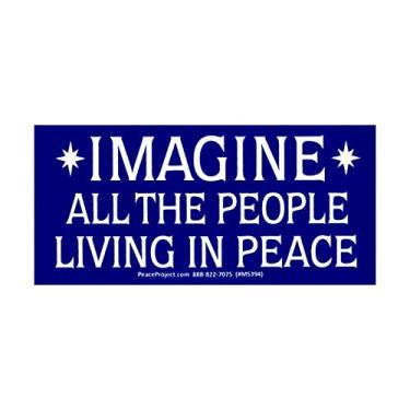 Imagem de Adesivo de para-choque de carro pequeno com citação de John Lennon Peace Resource Project Imagine All The People Living in Peace ou decalque de laptop de 11,4 x 5,7 cm