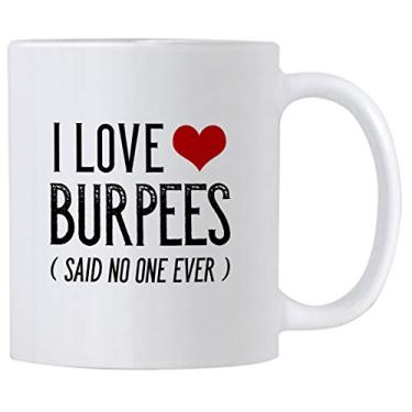 Imagem de Casitika Presentes de fitness para mulheres e homens. Eu amo burpees. Caneca de café de treino de 325 ml. Presente engraçado de treino de ginástica para amantes de exercícios.