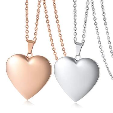 Imagem de Colar de medalhão que contém imagens para meninas – 2 peças de pingente de coração de joias fotos colocadas dentro do colar para crianças adolescentes filhas mulheres aniversário