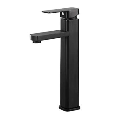 Imagem de LIDON Torneira de banheiro preta torneira preta fosca banheiro 1 furo torneira de vaidade preta 1 furo torneira de pia de latão banheiro 1 furo torneira quente e fria para banheiro, preto B (cor: preto D)