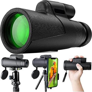 Imagem de Qisebin Telescópio monocular, monóculo de alta definição de 12 x 50 com prisma BAK4 para observação de pássaros, caça, acampamento, viagens, selvagens, proteção, preto